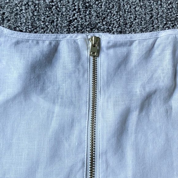 J. Crew White 100% Linen Cut Out 3/4 Sleeve Blouse Summer Office Boho Classic - Picture 4 of 7